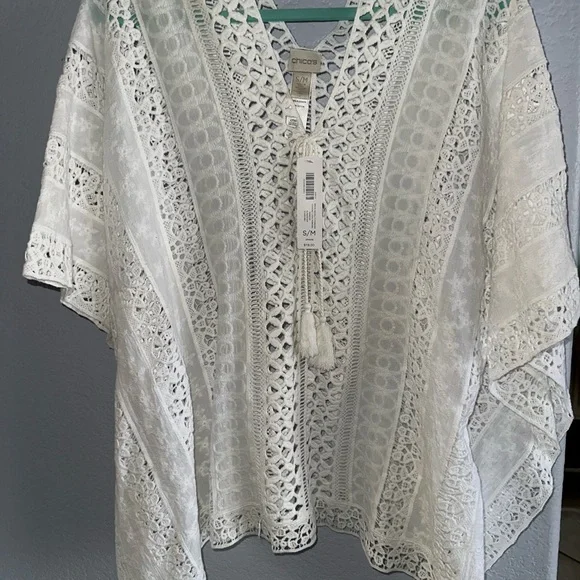 Chico's NWT Poncho/Beach/Swimsuit coverup White - Picture 1 of 8